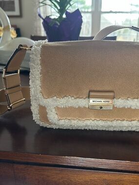 Michael Kors Tan Crossbody with Cream Shearling Trim